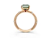 Rope Engagement Ring Setting for Fancy Green Asscher Cut Center with Accent Shoulders and Prong Head in Rose Gold