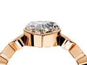 Milgrain Bezel Engagement Ring Setting for Heart-Shaped Center with Marquise Stations and Bezel Head in Rose Gold