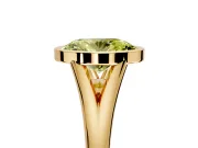 Solitaire Engagement Ring Setting for Fancy Yellow Oval Center with V Split Shank and Bezel Head in Yellow Gold