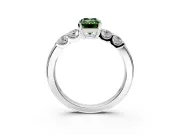 5 Stone Engagement Ring Setting for Fancy Green Emerald Cut Center with Plain Band and Prong Head in Platinum