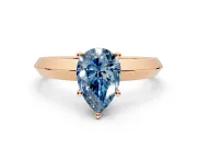 Solitaire Engagement Ring Setting for Fancy Blue Pear-Shaped Center with Wide Knife Ridge Band and Prong Head in Rose Gold