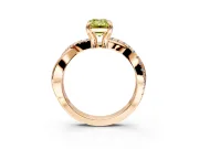 Solitaire Engagement Ring Setting for Fancy Yellow Emerald Cut Center with Half-Pave Crossover Band and Prong Head in Rose Gold