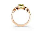 Leaf Engagement Ring Setting for Fancy Yellow Princess Cut Center with Milgrain Accent Band and Prong Head in Rose Gold