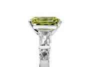 Bar-Set Engagement Ring Setting for Fancy Yellow Emerald Cut Center with Tapered Baguette Accents and Prong Head in Platinum