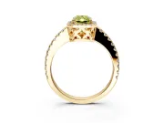 Accent Halo Engagement Ring Setting for Fancy Yellow Radiant Cut Center with Full-Length Pave Band and Prong Head in Yellow Gold