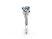 Solitaire Engagement Ring Setting for Fancy Blue Heart-Shaped Center with Marquise Accent Twist Band and Prong Head in White Gold