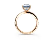 Solitaire Engagement Ring Setting for Fancy Blue Princess Cut Center with Fine Pave Band and Prong Head in Rose Gold