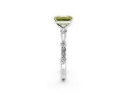 Solitaire Engagement Ring Setting for Fancy Yellow Emerald Cut Center with Bezel Station Band and Prong Head in Platinum