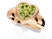 Solitaire Engagement Ring Setting for Fancy Yellow Heart-Shaped Center with Wide Band and Bezel Head in Rose Gold