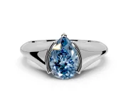 Tension Engagement Ring Setting for Fancy Blue Pear-Shaped Center with Wide Tapered Band and Tension Head in Platinum