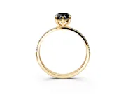 Solitaire Engagement Ring Setting for Fancy Black Marquise Center with Pave Accents and Prong Head in Yellow Gold