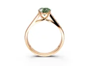 Solitaire Engagement Ring Setting for Fancy Green Oval Center with Cathedral Channel Band and Prong Head in Rose Gold