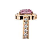 Halo Engagement Ring Setting for Fancy Pink Cushion Cut Center with Framed Halo, Pave Band and Prong Head in Rose Gold
