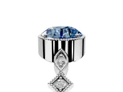 Milgrain Bezel Engagement Ring Setting for Fancy Blue Round Cut Center with Marquise Stations and Bezel Head in Platinum