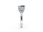 Leaf Cluster Engagement Ring Setting for Fancy Blue Oval Center with Marquise Accents and Prong Head in White Gold