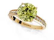 Solitaire Engagement Ring Setting for Fancy Yellow Round Cut Center with Channel-Set Accent Band and Prong Head in Yellow Gold