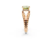 Halo Engagement Ring Setting for Fancy Yellow Princess Cut Center with Rope Twist Split Shank and Prong Head in Rose Gold
