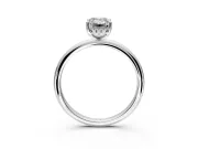 Hidden Halo Engagement Ring Setting for Emerald Cut Center with Thin Round-Wire Band and Prong Head in Sterling Silver