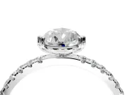 Solitaire Engagement Ring Setting for Pear-Shaped Center with Pave Band and Claw Prong Head in White Gold