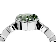 Milgrain Bezel Engagement Ring Setting for Fancy Green Heart-Shaped Center with Marquise Stations and Bezel Head in Platinum