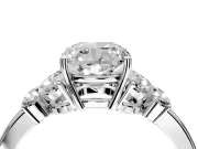 Solitaire Engagement Ring Setting for Cushion Cut Center with Marquise Flower Shoulders and Prong Head in Platinum