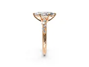 Solitaire Engagement Ring Setting for Marquise Center with Trailing Leaf Accent Band and Prong Head in Rose Gold