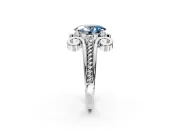Solitaire Engagement Ring Setting for Fancy Blue Oval Center with Twisted Band and Scroll Prong Head in Platinum