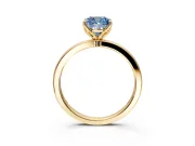 Solitaire Engagement Ring Setting for Fancy Blue Cushion Cut Center with Thin Rounded Plain Band and Prong Head in Yellow Gold