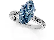 Solitaire Engagement Ring Setting for Fancy Blue Marquise Center with Scrollwork Band and Prong Head in White Gold