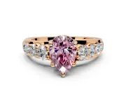 Solitaire Engagement Ring Setting for Fancy Pink Pear-Shaped Center with Graduated Shared Prongs and Prong Head in Rose Gold