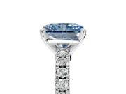 Solitaire Engagement Ring Setting for Fancy Blue Radiant Cut Center with Single Row Accent Band and Prong Head in Sterling Silver