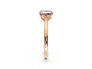 Solitaire Engagement Ring Setting for Fancy Pink Princess Cut Center with Narrow Cathedral Band and Prong Head in Rose Gold