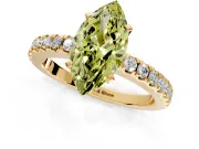 Solitaire Engagement Ring Setting for Fancy Yellow Marquise Center with Single Row Accent Band and Prong Head in Yellow Gold