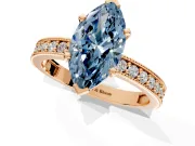 Milgrain Pave Engagement Ring Setting for Fancy Blue Marquise Center with Accent Band and Prong Head in Rose Gold