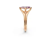 Solitaire Engagement Ring Setting for Fancy Pink Marquise Center with Milgrain Cathedral Band and Prong Head in Rose Gold