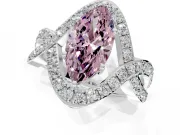 Halo Engagement Ring Setting for Fancy Pink Marquise Center with Pave Infinity Twist Band and Prong Head in White Gold