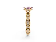 Solitaire Engagement Ring Setting for Fancy Pink Oval Center with Marquise Panel Band and Prong Head in Yellow Gold