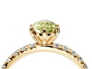 Solitaire Engagement Ring Setting for Fancy Yellow Pear-Shaped Center with Shared-Prong Accents and Prong Head in Yellow Gold