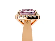 Halo Engagement Ring Setting for Fancy Pink Princess Cut Center with Square Band and Prong Head in Rose Gold