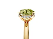 Hidden Halo Engagement Ring Setting for Fancy Yellow Round Cut Center with Thin Rounded Band and Prong Head in Yellow Gold