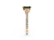 Solitaire Engagement Ring Setting for Fancy Green Emerald Cut Center with Widening Pave Band and Claw Prong Head in Rose Gold