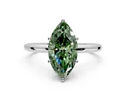 Hidden Halo Engagement Ring Setting for Fancy Green Marquise Center with Thin Round-Wire Band and Prong Head in Platinum
