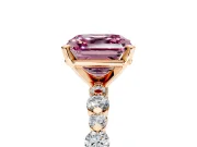 Solitaire Engagement Ring Setting for Fancy Pink Asscher Cut Center with Alternating Size Accents and Prong Head in Rose Gold