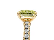 Solitaire Engagement Ring Setting for Fancy Yellow Radiant Cut Center with Single Row Accent Band and Prong Head in Yellow Gold