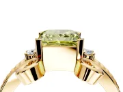 Solitaire Engagement Ring Setting for Fancy Yellow Princess Cut Center with Twisted Band and Scroll Prong Head in Yellow Gold