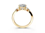 Solitaire Engagement Ring Setting for Princess Cut Center with Marquise Flower Shoulders and Prong Head in Yellow Gold