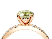 Solitaire Engagement Ring Setting for Fancy Yellow Oval Center with Fine Pave Band and Claw Prong Head in Rose Gold