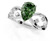 Solitaire Engagement Ring Setting for Fancy Green Pear-Shaped Center with Criss-Cross Accent Band and Prong Head in White Gold