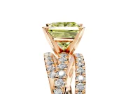 Solitaire Engagement Ring Setting for Fancy Yellow Princess Cut Center with Woven 3-Strand Pave Band and Prong Head in Rose Gold