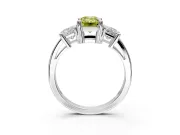 3 Stone Engagement Ring Setting for Fancy Yellow Emerald Cut Center with Matching Side Accents and Prong Head in Sterling Silver